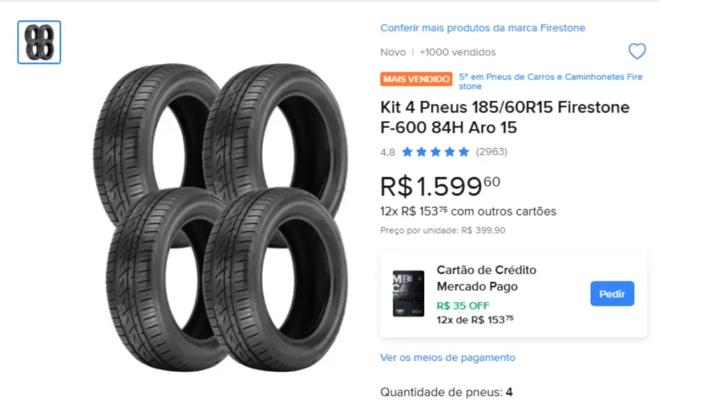 Pneu Aro 15: Review Completa do Kit 4 Pneus Firestone F-600 185/60R15